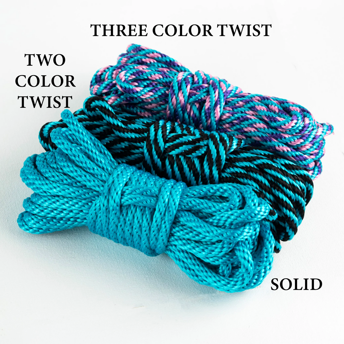 Purple, Raspberry and Teal Solid Braided Multifilament Polypropylene Rope