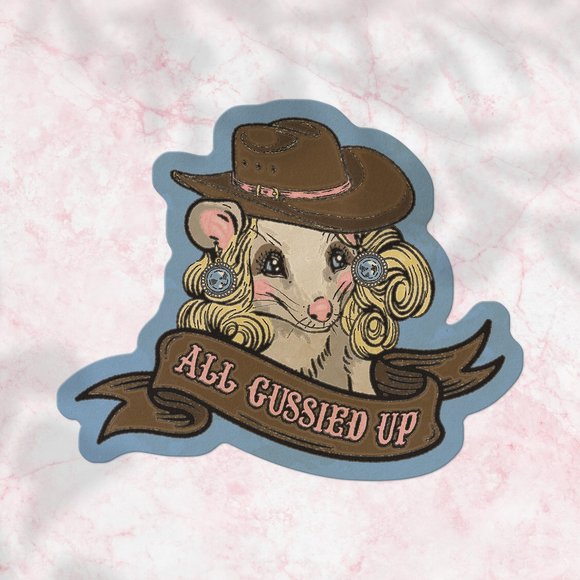 'All Gussied Up' Possum Sticker