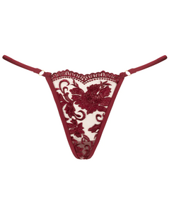 Ruby Wine Embroidered G-String