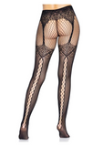 Faux Garter Belt Fishnet Tights with Lace-Up Backseam