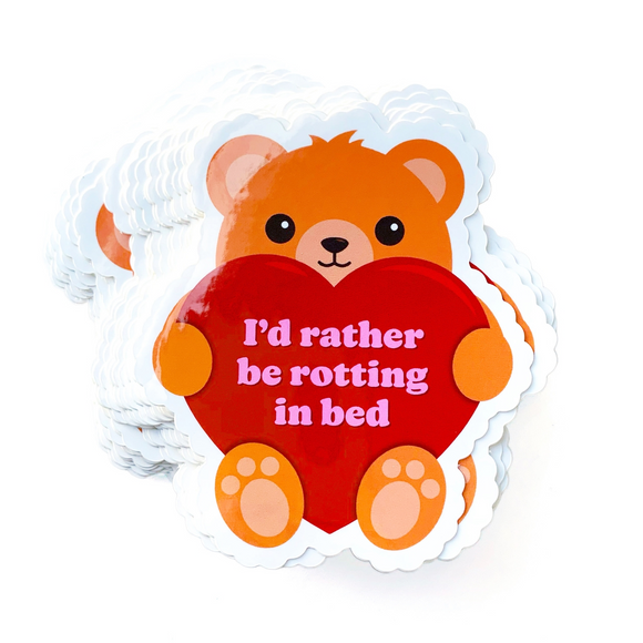 Rotting in Bed Teddy Bear Vinyl Sticker