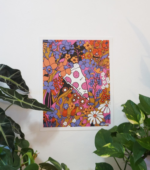 Pizza Floral Art Print