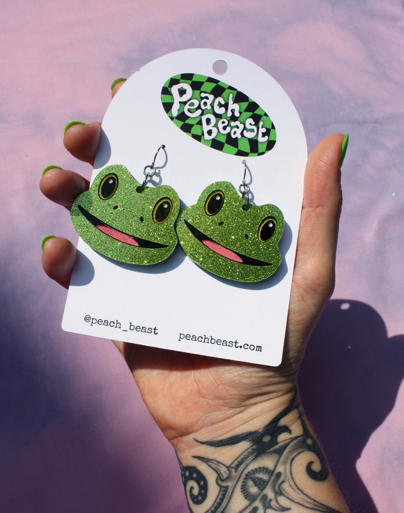 Frog Emoji Handmade Acrylic Earrings