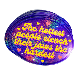 Hottest People Clench Jaws Oval Holographic Glitter Sticker