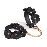 Black Leather Flower Cuffs