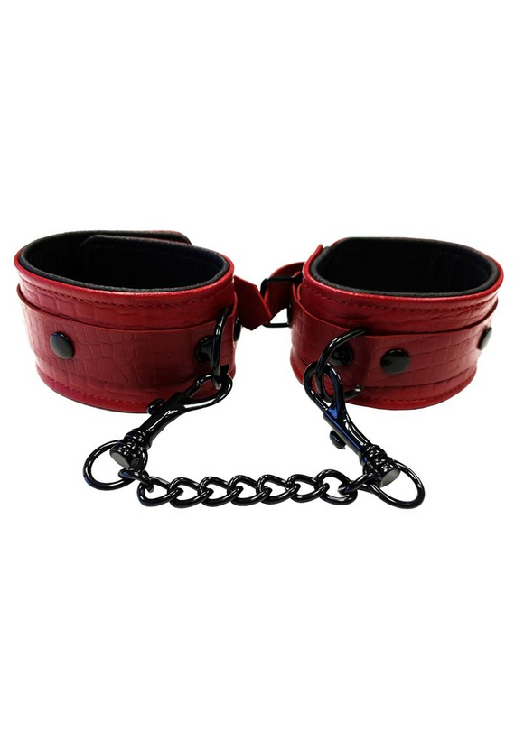 Rouge Anaconda Leather Ankle Cuffs