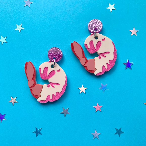 Shrimp Emoji Acrylic Earrings