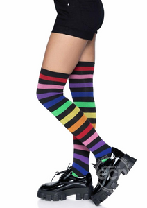 Rainbow Stripe Thigh High Socks