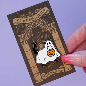 Ghost Cat Enamel Pin