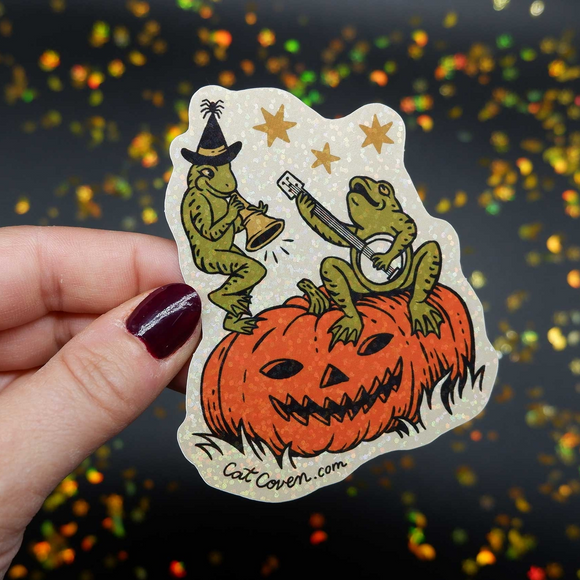 Halloween Frogs Glitter Sticker