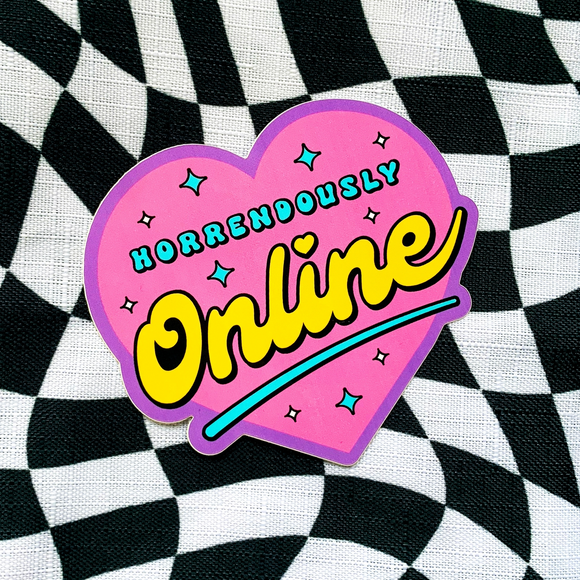 'Horrendously Online' Heart-Shaped Vinyl Sticker