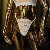 White Floral Embroidered G-String