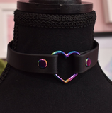 Rainbow Heart Chokers (vegan leather)