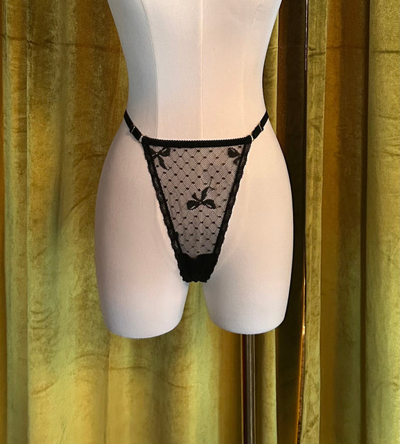 Bow Print Mesh G-String
