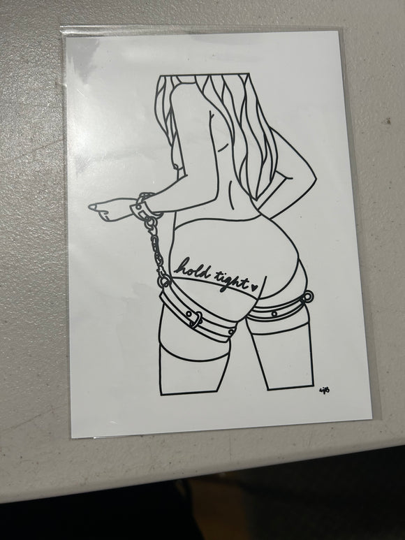 'Hold Tight' Lady Fine Lines Print