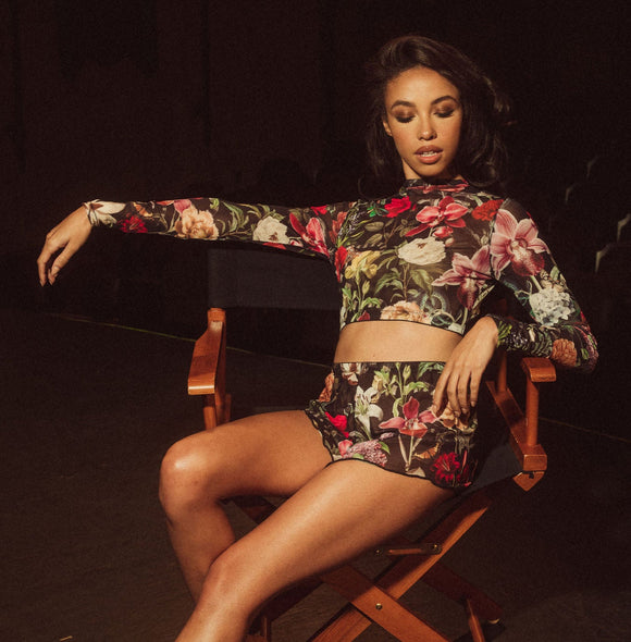 Garden of Eden Mesh Long Sleeve Crop (M, L, 3X Remaining)