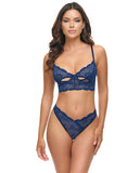 Roxie Mesh and Lace Navy Bra and Thong Set