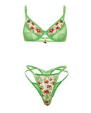 Cheri Neon Green with Cherries Embroidered Set