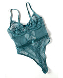 Paisley Turquoise Lace & Mesh Teddy