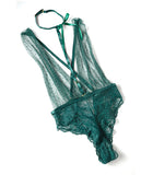 Lucy Green Lace & Mesh Teddy with Removable Harness