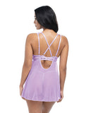 Stassi Lace & Mesh Lavender Babydoll with G-String