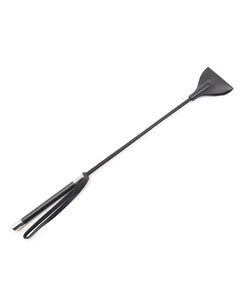 Black Wide Tip Leather Crop - 21"