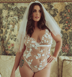 White 3D Flowers & Pearls Bodysuit