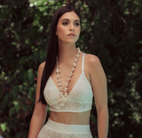 Shell White Geo Lace Longline Bralette