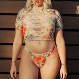 Honeybee Floral Mesh Thong