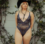 Denim & Brass Stretch Lace Bodysuit