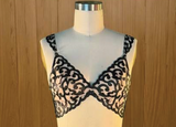 Faux Leather Scroll Embroidered Bralette
