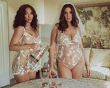 White 3D Flowers & Pearls Bodysuit