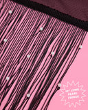 Black Fringe Gloves - Black 24" Fringe + Pearl Gloves