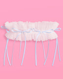 White Tulle Bridal Garter | Something Blue, Bride Accessory