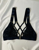 Strappy Black Embroidered Triangle Lace Bralette