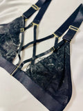 Strappy Black Embroidered Triangle Lace Bralette