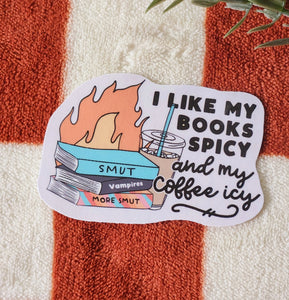 'Books Spicy, Coffee Icy' Sticker