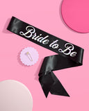 Bride to Be Sash - Black Silk + Iridescent Foil