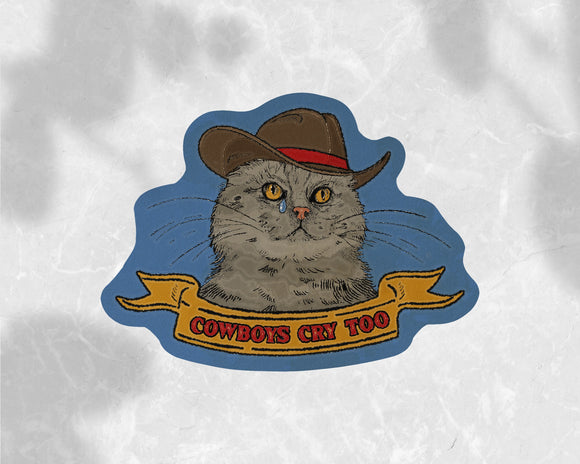 'Cowboys Cry Too' Cat Sticker