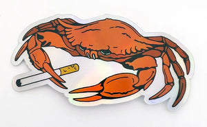 Smoking Crab Holographic Sticker
