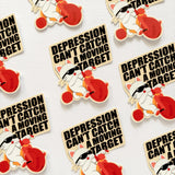'Depression Can't Catch A Moving Target' Cat Sticker
