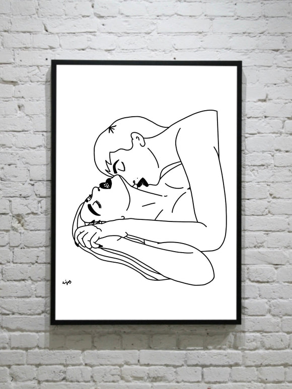 'Deeply, Tenderly' Lady Fine Lines Print