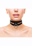 Rouge Black Split Leather Collar with O-Ring