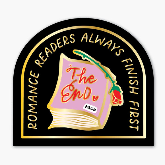 'Romance Readers Finish First' Metallic Sticker