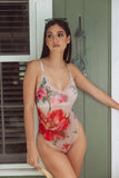 Summer Floral Mesh Bodysuit (XL-3X Remaining)