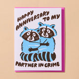 'Partners in Crime' Raccoon Anniversary Card