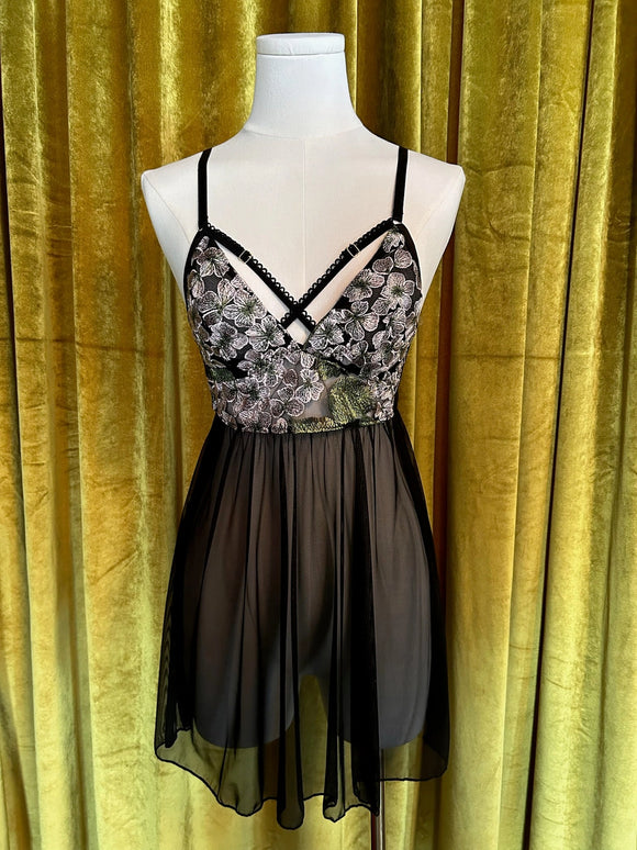 Hydrangea Night Embroidered Babydoll
