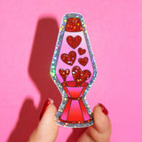 "Groovy Love" Heart Lava Lamp Glitter Sticker