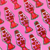 "Groovy Love" Heart Lava Lamp Glitter Sticker