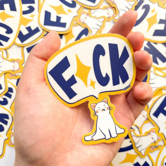 Smol Cat Big FCK Vinyl Sticker